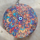 Compact Hinged POCKET MIRROR KEYCHAIN Mandala Evil Eye Indian Motif Multi Color — photo 2