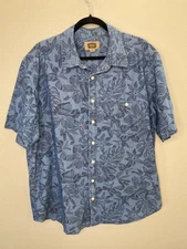 The Foundry Mens Blue Hawaiian Floral Short Sleeve XLT Button-Up Shirt cotton