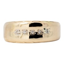 Unisex Gold-Diamond Wedding Band 4 Diamonds .04 Carat T.W. 14K Yello B08001767 