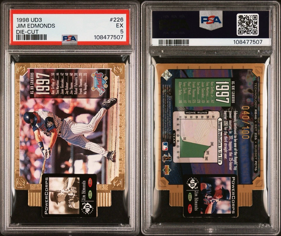 1998 Upper Deck UD3 - Jim Edmonds #226 штампованная /100 - Изображение 3 из 3