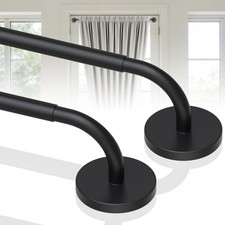 2PACK Magnetic Curtain Rod Adjustable 18 To 30 Inch For Metal Doors Black