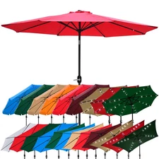 Outdoor Patio Umbrella Aluminum 10FT 13FT 15FT Common LED Option Beach Garden