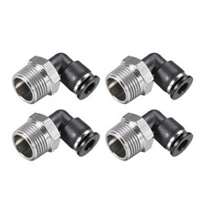 4 Pcs 3/8 NPT Thread Push Fit Lock Fitting 6mm Tube OD Male Elbow Tube Fitting