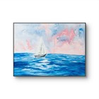 Original Sailboat Painting 11x14 Signed Acrylic Canvas Abstract Teal Home Decor