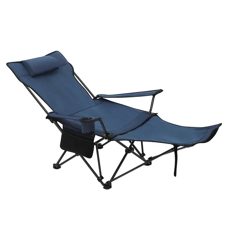 Chaise extérieure pliante portable de camping grise en toile 1 ou 2 pcs