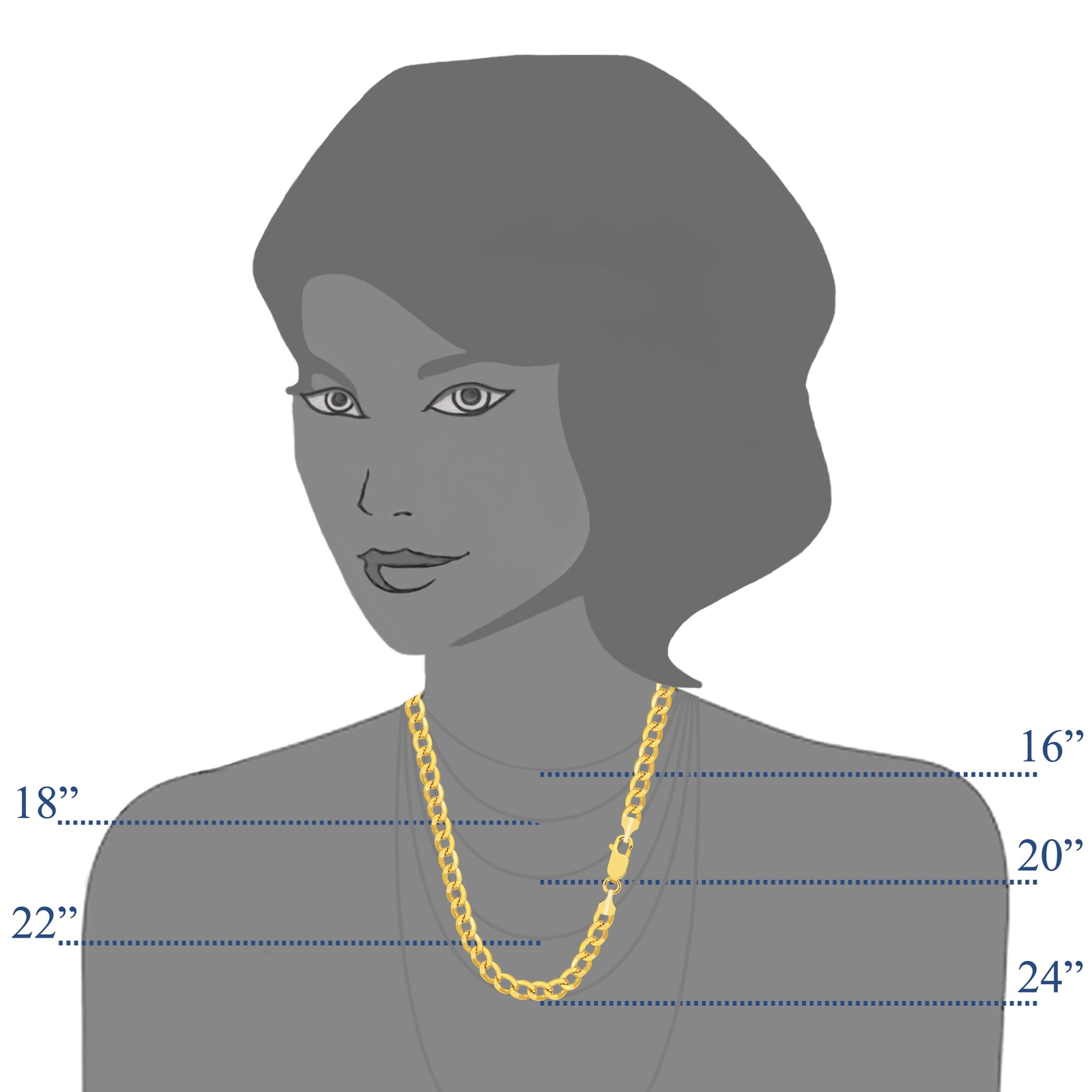 14k Yellow Real Gold Curb Hollow Chain Necklace, 3.6mm, 20"