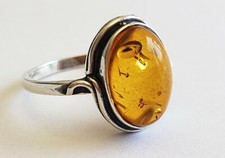 BALTIC AMBER 100 925 STERLING SILVER RING GORGEOUS NATURAL Amber 2.1gr SZ 6.5