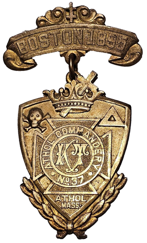 1895 Boston Knights Templar 26th Trienal Cónclave Athol, Ma Jewel-Cráneo/Huesos