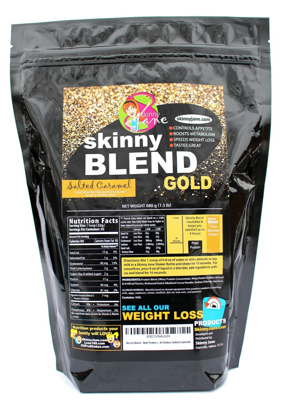 Best Tasting Weight Loss Shake, Skinny Blend Gold Salted Caramel, 30