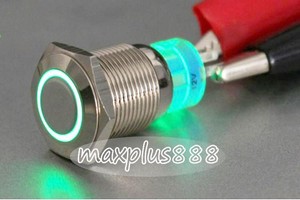 1pc angel eye green ring led 12mm 12v metal switch momentary push