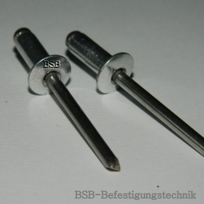 50 Stück Blindnieten 6x10 Alu/Stahl Flachkopf  Rivet's