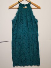 Ann Taylor Loft Women's Green Lace Halter Top Dress 10 Tall NWT