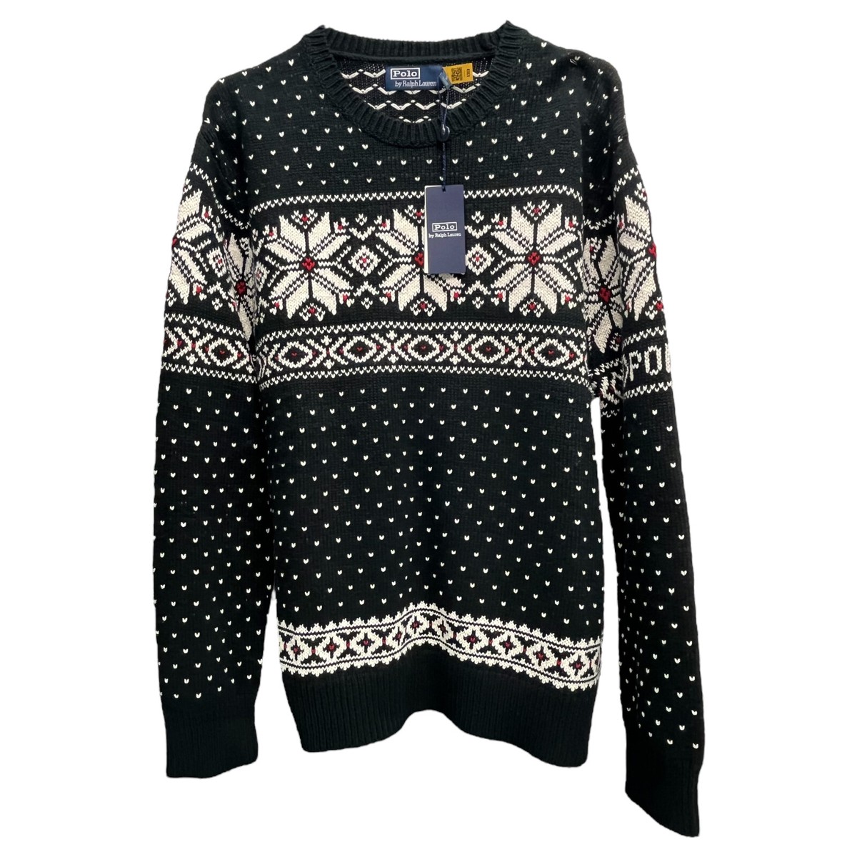 Polo Ralph Lauren Christmas Sweater Cashmere Blend Band Knit Long