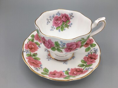 Queen Ann ''Lady Alexander Rose'' Bone China England Teacup & Saucer Pink Vintage