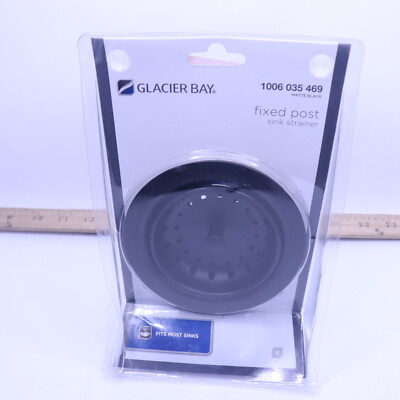 Glacier Bay Fixed Post Kitchen Sink Strainer Stainless Steel Matte Black 4'' 