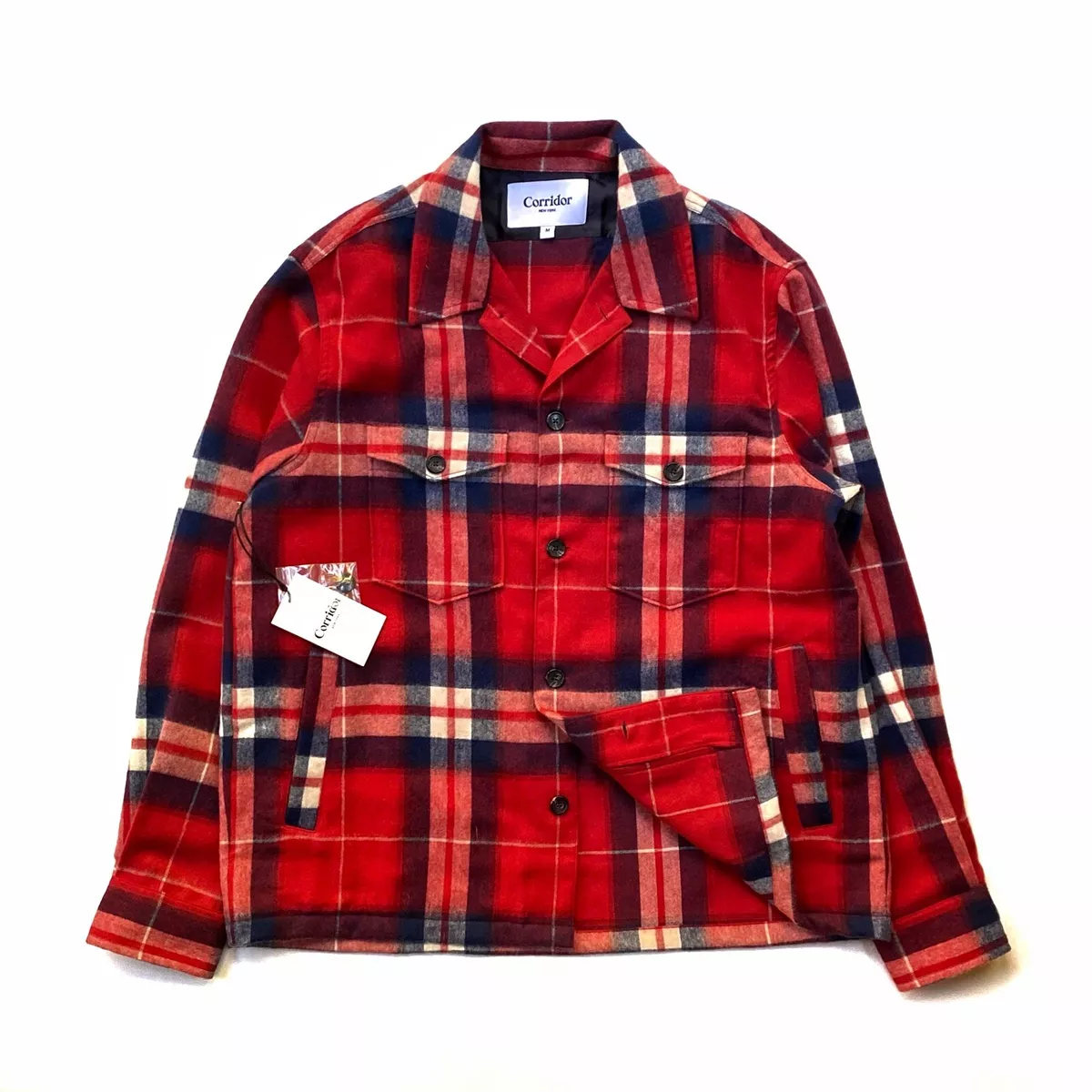 Corridor Deadstock Ombré Plaid Lambs Wool Military Jacket Red