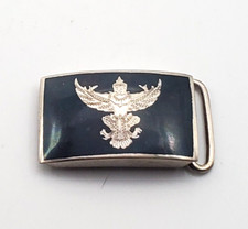 VINTAGE STERLING SIAM NIELLOWARE BELT BUCKLE BLACK ENAMEL GODDESS SIGNED