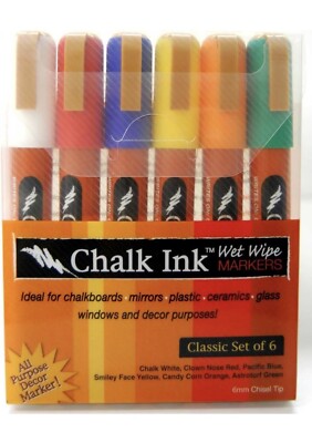 Chalk Ink Wet Wipe Markers Classic Set of 8 window decor kids art school NEW FS