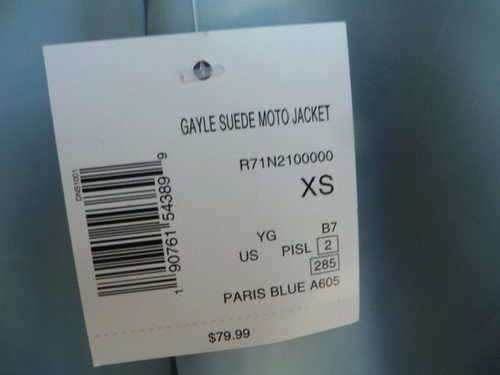 Guess NWT Gayle Blue Faux Suede Moto Jacket Sz XS - Picture 8 of 8