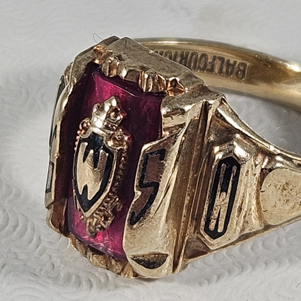 Glenwood Springs Colorado Vintage Class Ring 10k Gold Pink Ruby Stone ...