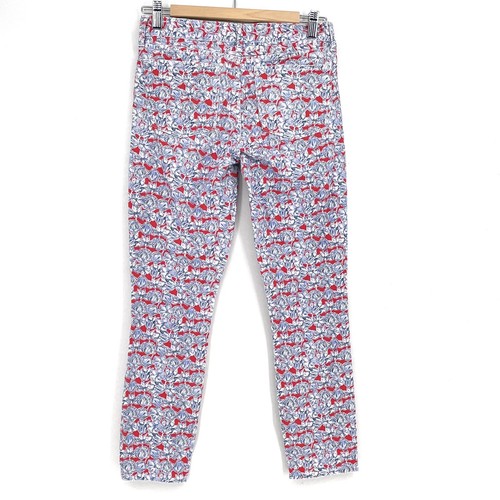 J Crew Liberty Art Fabrics Matilda Toothpick Ankle Jeans Size 27 Red White Blue - Picture 3 of 12