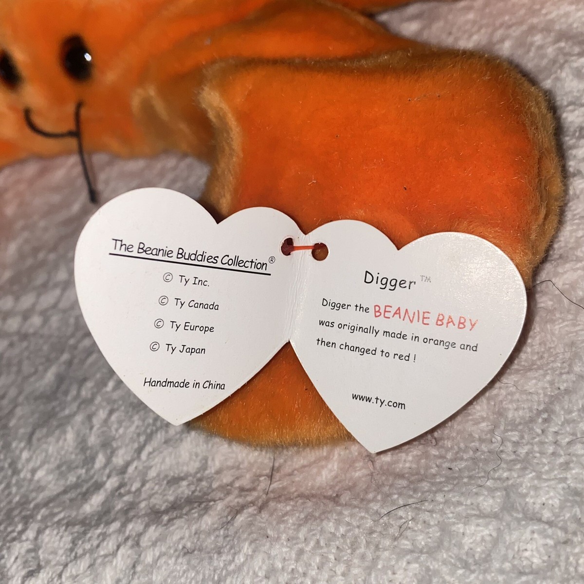 Ty Beanie Buddy Digger Orange Crab 3rd Gen Soft 1999 Ship for sale