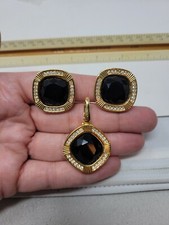 Vintage Swarovski SAL Clip On Earrings And Pendant Set