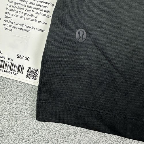 Lululemon Evolution Polo Shirt Mens 2XL Black Lightweight Golf Activewear LOGO - Picture 7 of 10
