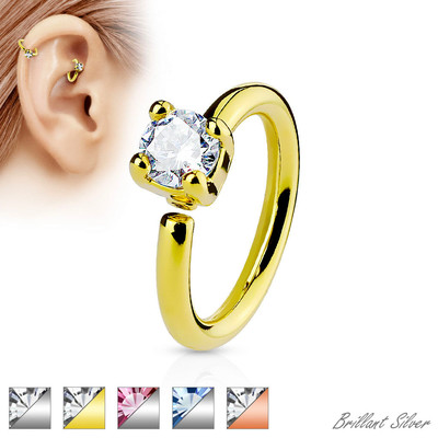 Ohrring Ohrstecker Hoop Ring Tragus Helix Daith Edelstahl Biegsam Kristall