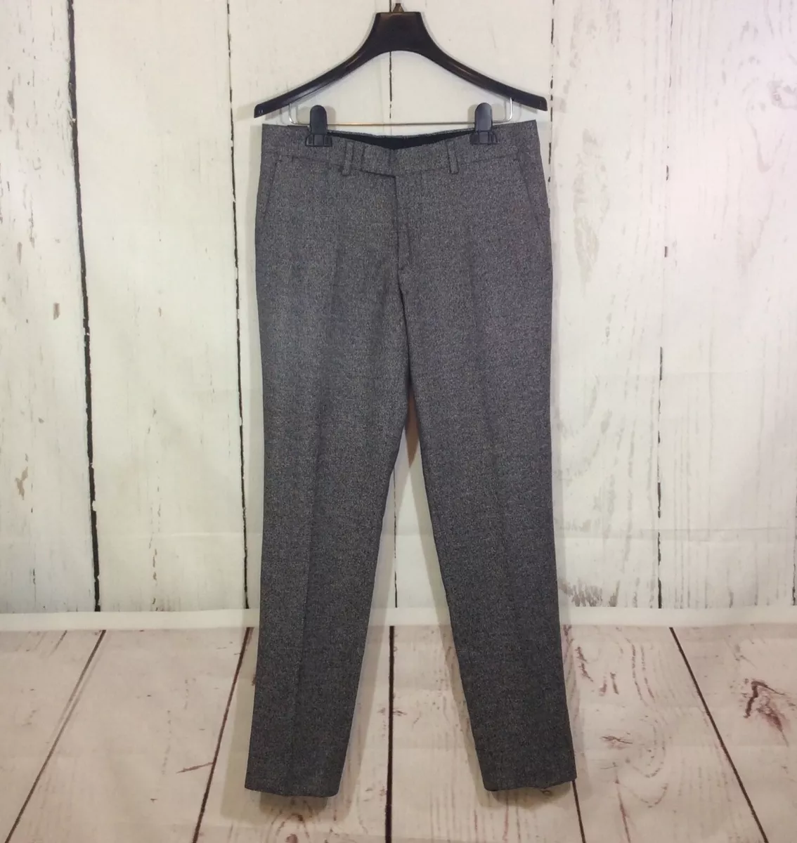 NWT $245 J.Lindeberg Grant 2Tone Black Gray Textured Slim Fit Dress Pants US 32W