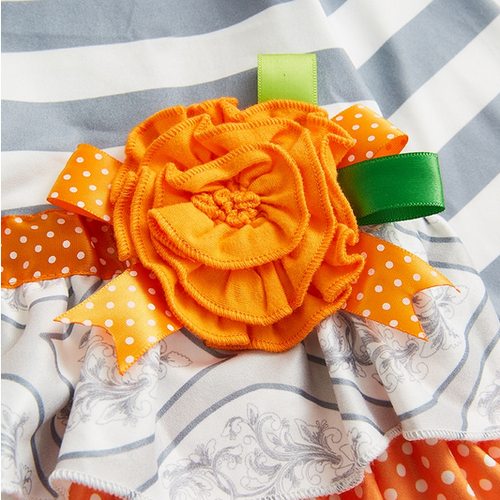 NEW Boutique Ruffle Tunic & Leggings Girls Outfit Set Gray Orange Halloween - Picture 3 of 4