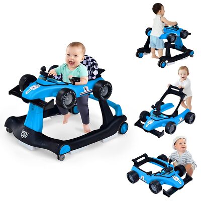 BABY JOY 4-in-1 Baby Walker, Foldable Activity Walker 6-18 Months (Blue)