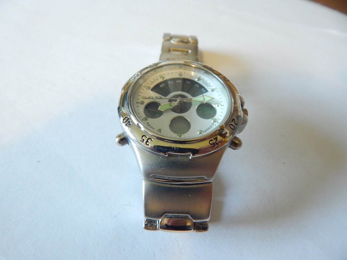 VTG 1990S ? MANS QUEMEX WRISTWATCH DOES EVERYTHING JAPAN QUARTZ DAY START STOP View 2