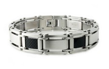 Bracciale uomo in acciaio inox fibra di carbonio mutli-link 8,5"