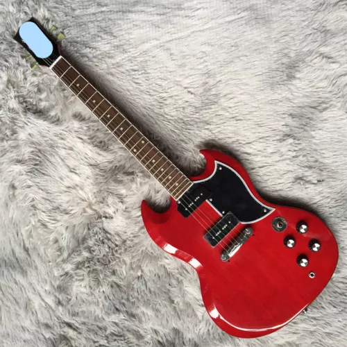 SG Custom Electric Guitar Red Body H-H Pickups Black Pickguard Chrome Parts