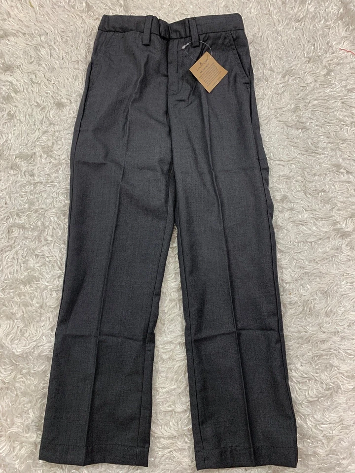 Calça social Lands End aço cinza frente plana cintura ajustável meninos 6X nova com etiquetas - Imagem 2 de 4