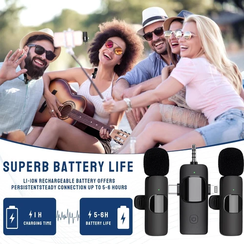 Lavalier kabelloses Mikrofon Audio Video Aufnahme Mini Mikrofon für iPhone Android - Bild 5 von 14