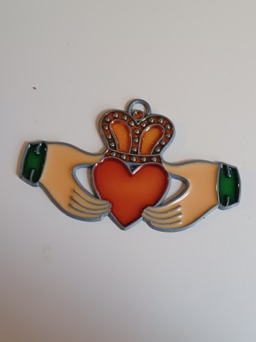 Set Of 3 Irish Stained Glass Ornaments Vintage Sun Catcher St Patrick's Day - Picture 2 of 11