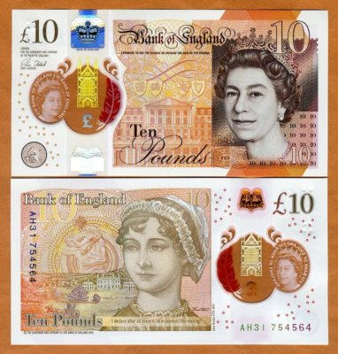#ad Great Britain 10 pounds 2017 P 395 QEII Jane Austen UNC Polymer $29.43