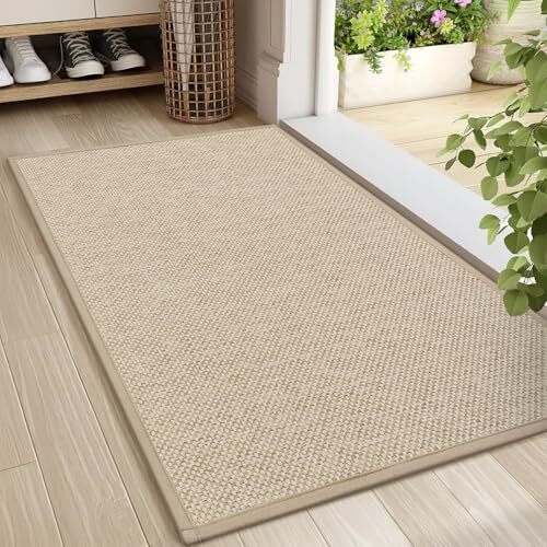 Non-Slip 24x36 Khaki Indoor Door Mat with Rubber Backing for Entrance