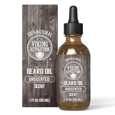 Unscented Beard Oil for Men - Natural Mens Beard Oil with Argan Oil and Jojoba O