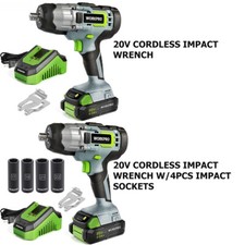 Workpro 20v Cordless Impact Wrenchwith 4piece Drive Impact Socket 2.0ah Battery