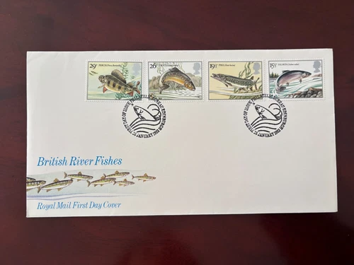 United Kingdom 1982 - British River Fish stamps set FDC, Edinburgh Philatelic Bu