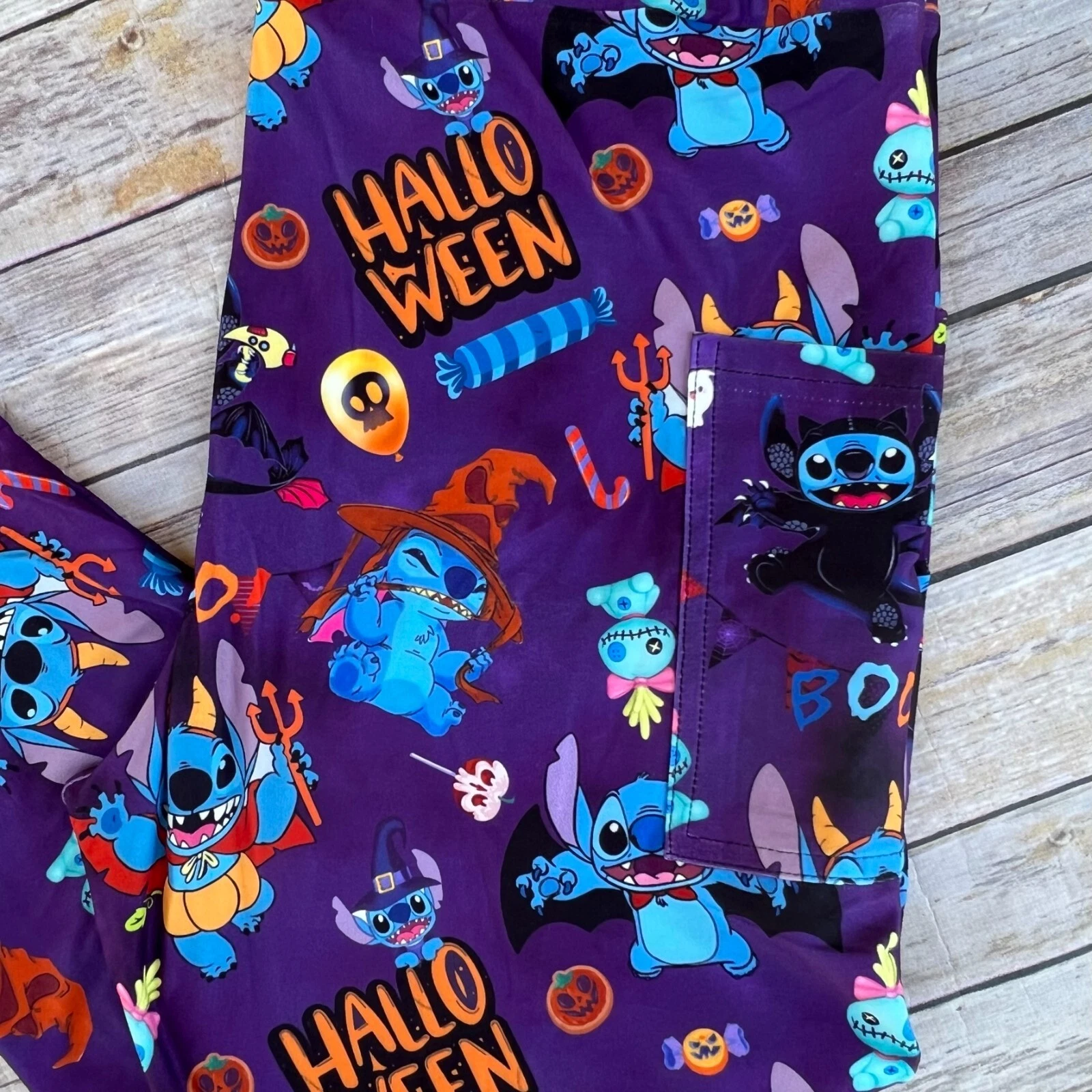 Stitch Halloween Women's Leggings with Pockets