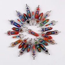 20pcs Natural Seven Chakra Gemstones Healing Hexagonal Pointed Reiki Pendant