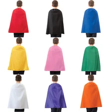 CHILD SUPERHERO COSTUME CAPE KIDS BOYS GIRLS 26" COSTUME CAPE CLOAK BLACK RED 