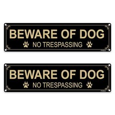 2 Pack 12x3 Inch Beware of Dog No Trespassing Sign Rust Free Aluminum Metal Sign