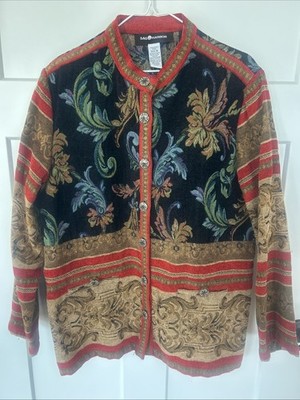 Sag Harbor Stunning Sz 16 Tapestry Brocade Ornate Jacket Carpet Art To Wear