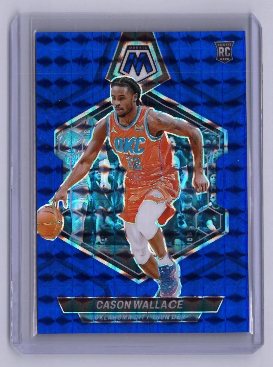 2023-24 Panini Mosaic Blue Cason Wallace RC 105/199 Oklahoma City Thunder #218