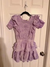 LoveShackFancy Natasha Purple Lavender Hand-Dye Lace Ruffle Mini Dress Small